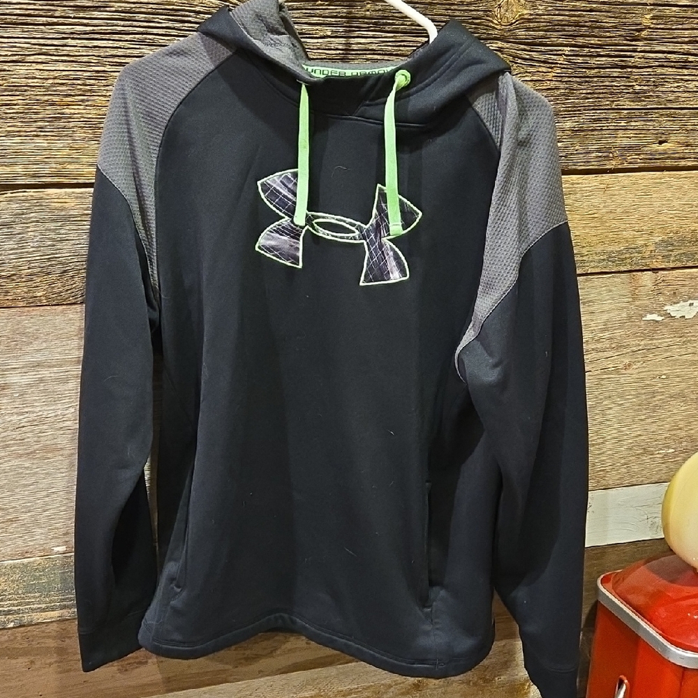 Under Armour Black & Gray Hoodie with Neon Green Accents